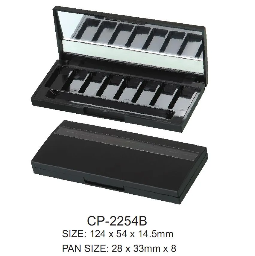 Square Plastic Eyeshadow Compact Container with Brush