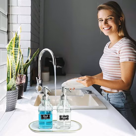 熱い販売 330 ミリリットルステンレス鋼ハンドソープディスペンサーポンプボトルラウンドガラスボトル用